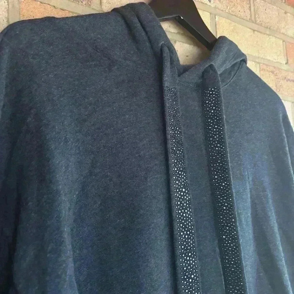 Express embellished drawstring long sleeve pullover fleece sweatshirt hoodie - Picture 3 of 8